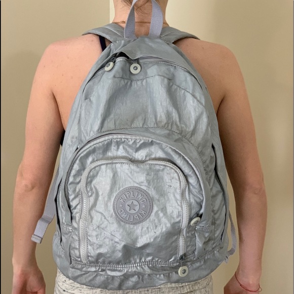 kipling backpack silver